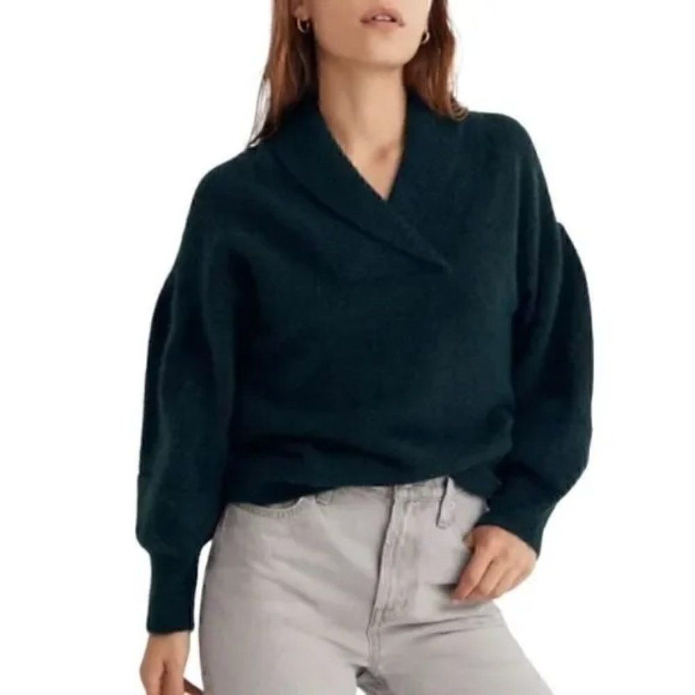 NWT Madewell Hunter Green Vilson Shawl-Collar Sweater Size M